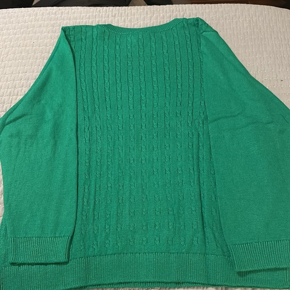 Talbots Woman Green Cable Knit Sweater 3X NWT - Picture 4 of 7